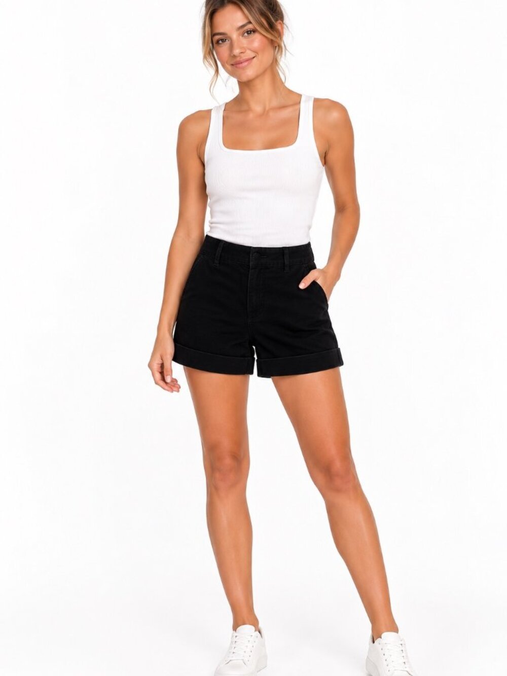 The Limited Drew Fit Women’s Size 2 Black Velvet Shorts Tailored Mid Rise Cuffed